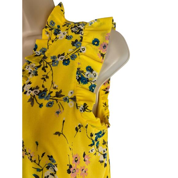 Ann Taylor LOFT Yellow Floral Casual Dress 2 Summer Sleeveless Knee Length - Picture 6 of 10
